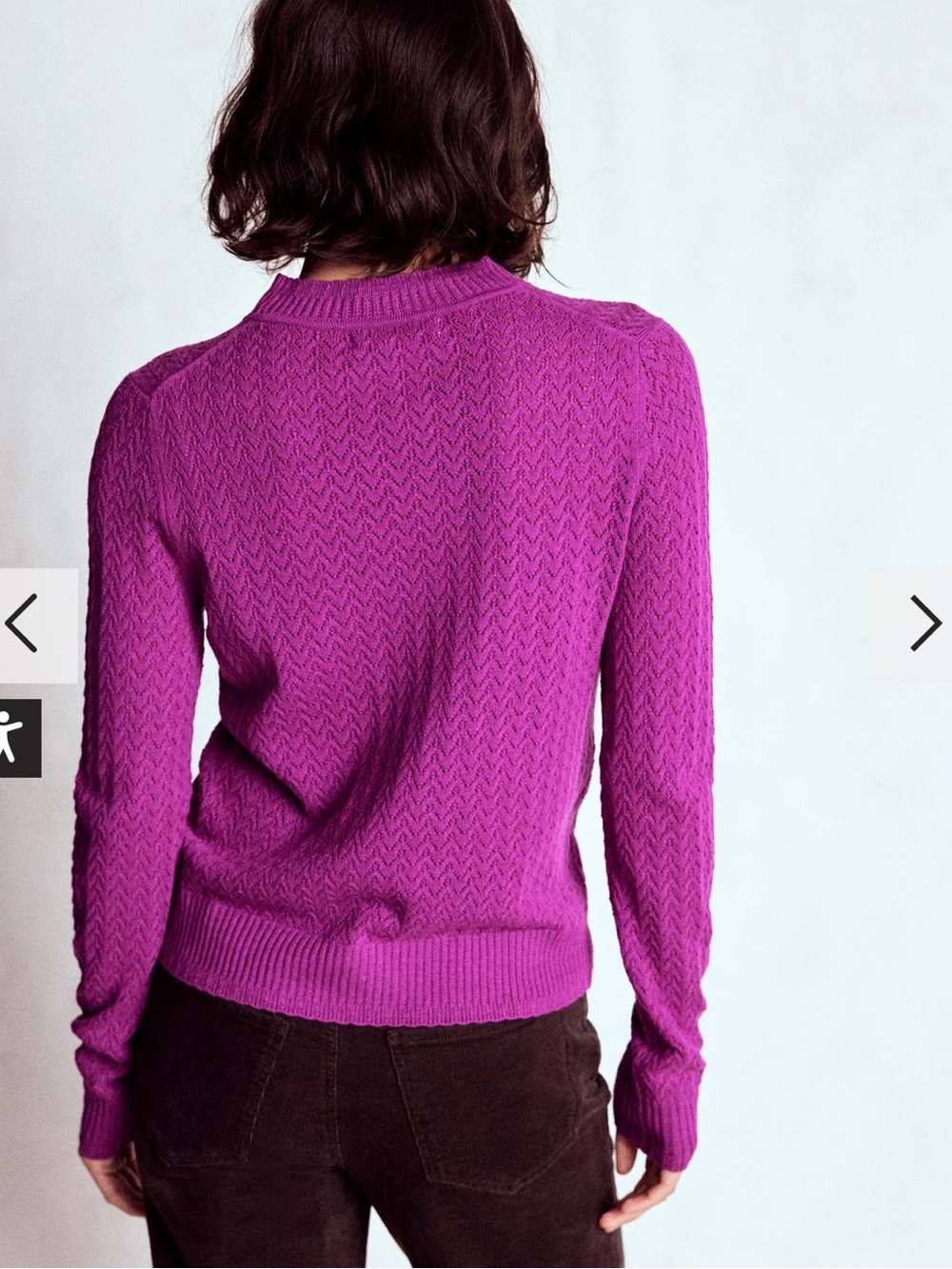 Boden Diane Pointelle Jumper Regal Purple Wool Cashmere Sweater M - Picture 2 of 10